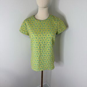 [Boden] Sunflower Patterned Green and Yellow Blouse - Size 6